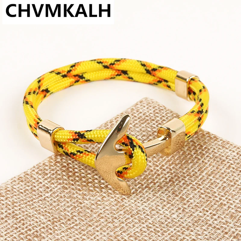 

Punk High Quality Anchor Bracelets Men Charm Nautical Survival Rope Chain Paracord Bracelet Women Wrap Metal Sport Hook Pulseras