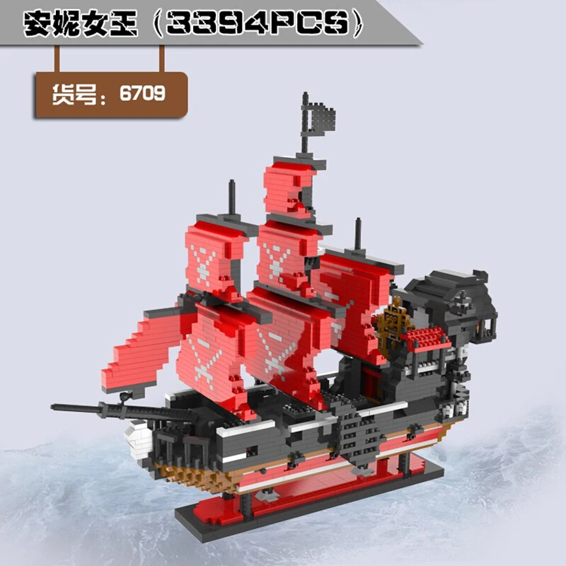 

NO compatible legoed nanoed block Black Pearl pirate ship Diamond diy Blocks building MODEL child kid toy brick Luffy Queen boat