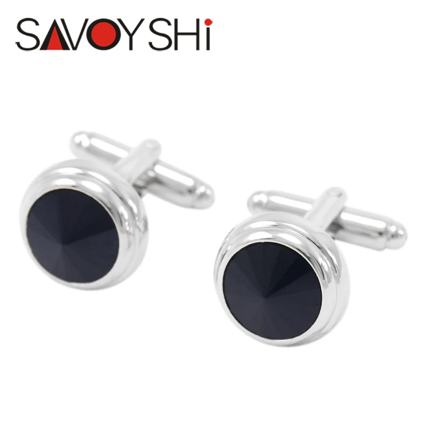 SAVOYSHI Роскошные хрустальные запонки для мужских рубашек высокого качества черные