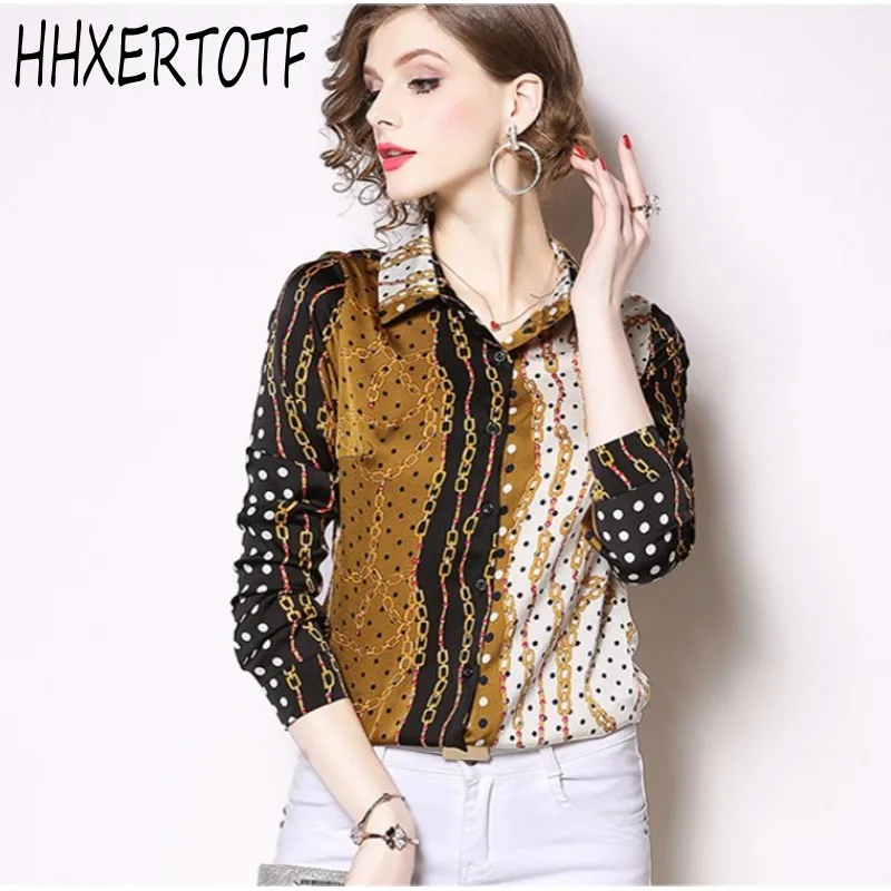 2019 Spring Women's Blouses Loose Long Sleeve Blouse Tops