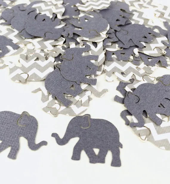 Gray Chevron Elephant Confetti | Cutout Punch Die Cut baby Shower Table decor scrapbook Confettis