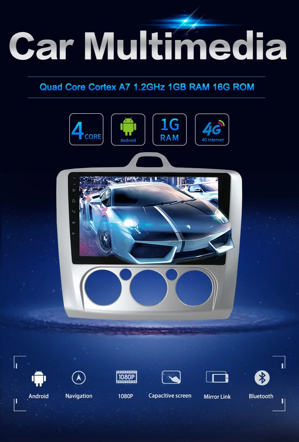 Clearance Bosion 4/8 core 2 din For Ford Focus 2009 Android 8/9 Autoradio Car Multimedia Player GPS Navigation Head Unit with wifi BT USB 1