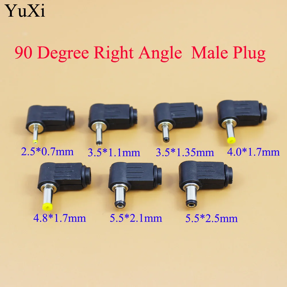 

YuXi Male DC Power Plug Connector Angle 90 degree L Shaped plastic 5.5*2.5 5.5*2.1 4.8*1.7 4.0*1.7 3.5*1.35 3.5*1.1 2.5*0.7mm