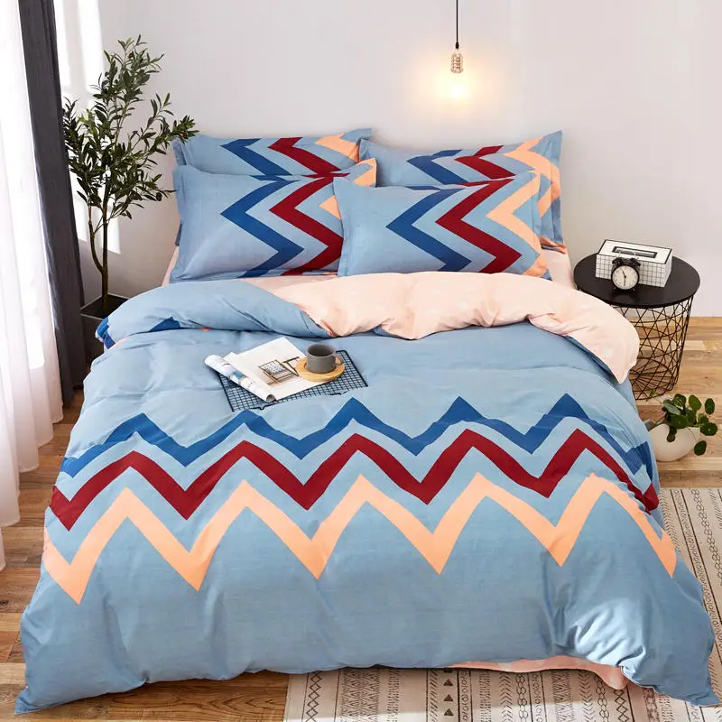 

Wave stripes duvet cover flat sheet/fitted sheet pillowcase 4PCS adult Bedding sets
