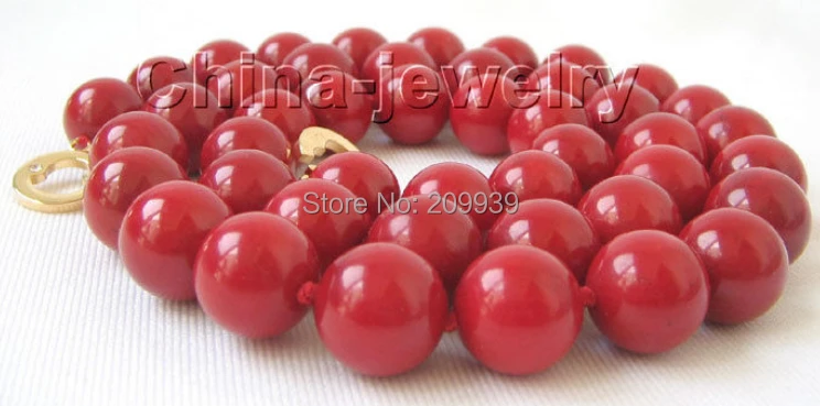 

huij 002780 AAA 21" 10-11mm 100% perfect round red coral necklace - 14k gold filled clasp