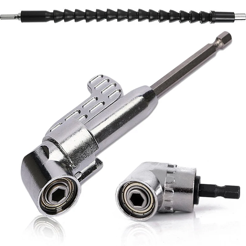 

105 Degree Angle Extension Screw Driver Socket Holder Adapter Adjustable Bits Nozzles+Flexible Angle Extension Drill