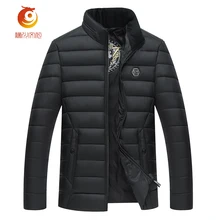 New Men Winter Parka Coat Solid Color Stand Collar Coats Printing Casual Cotton Mens Tops Keep Warm Men Parka Jacket Size 4XL