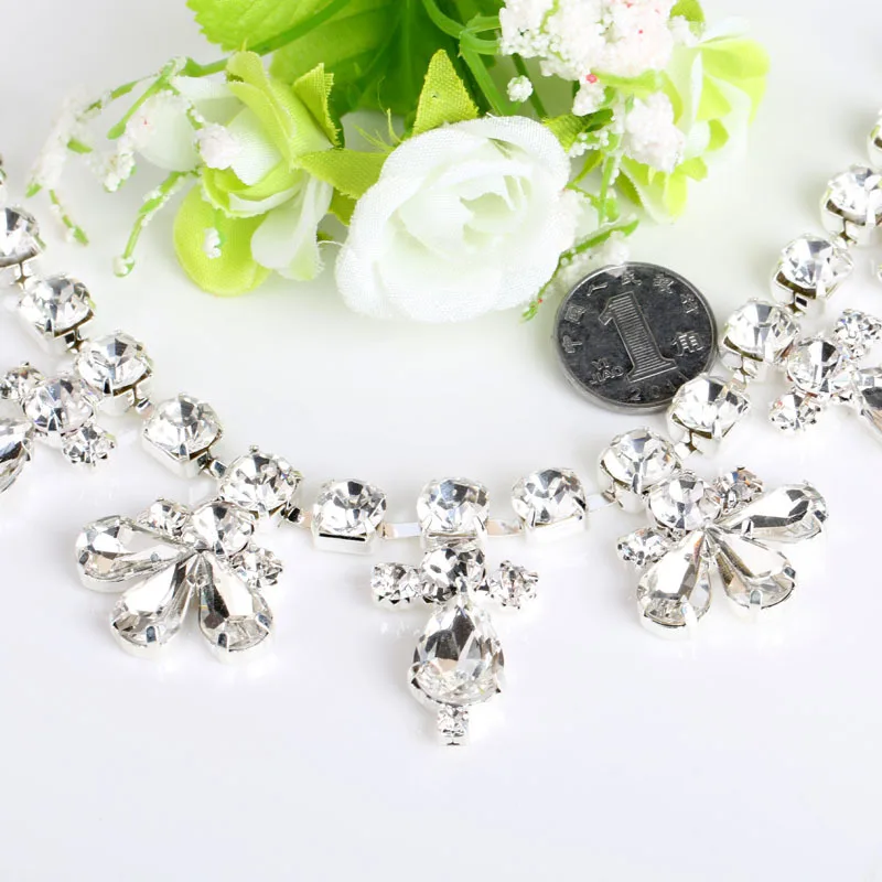 Boutique Fancy glass crystal sew on Rhinestone chain For DIY Wedding