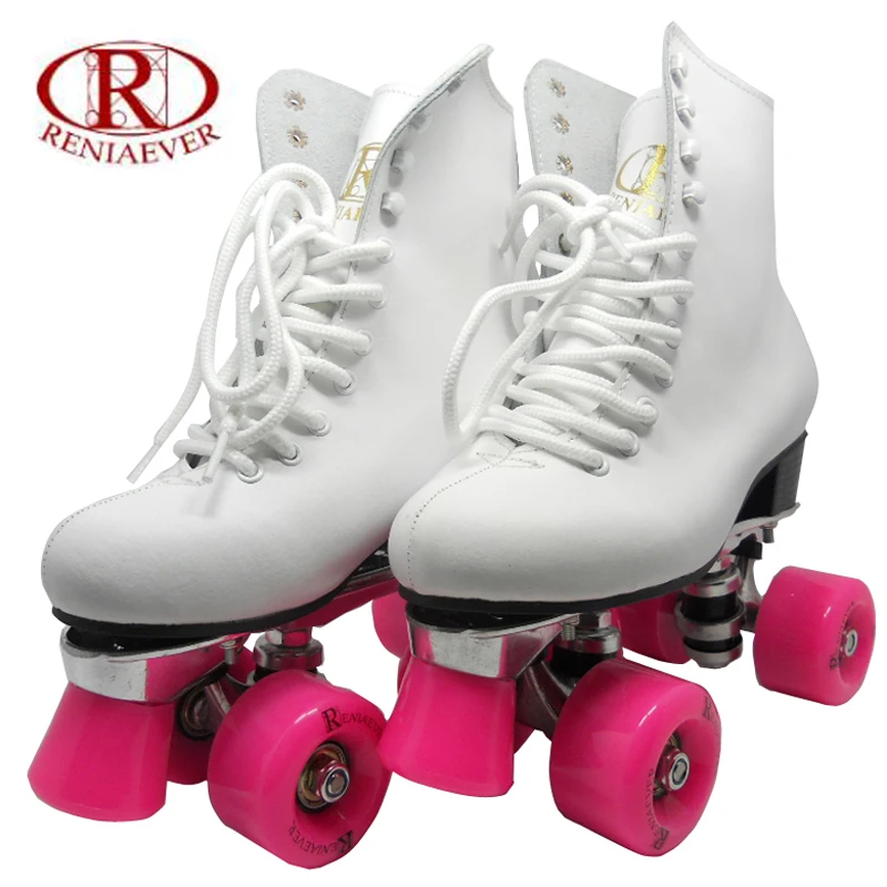 RENIAEVER double roller skates, skating shoe, Gift girls pink wheels