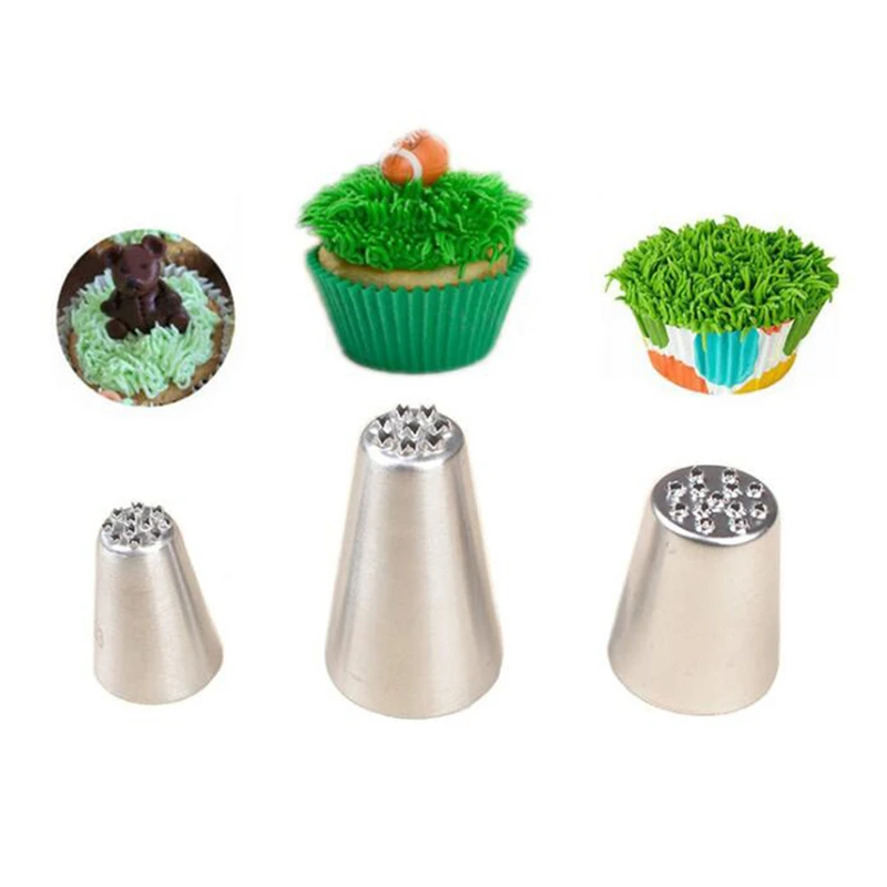 

VOGVIGO 1/3Pcs Grass Cream Icing Nozzles Stainless Steel Pastry Fury Decoration Cupcake Head Cake Decorating Tools Pastry Tools