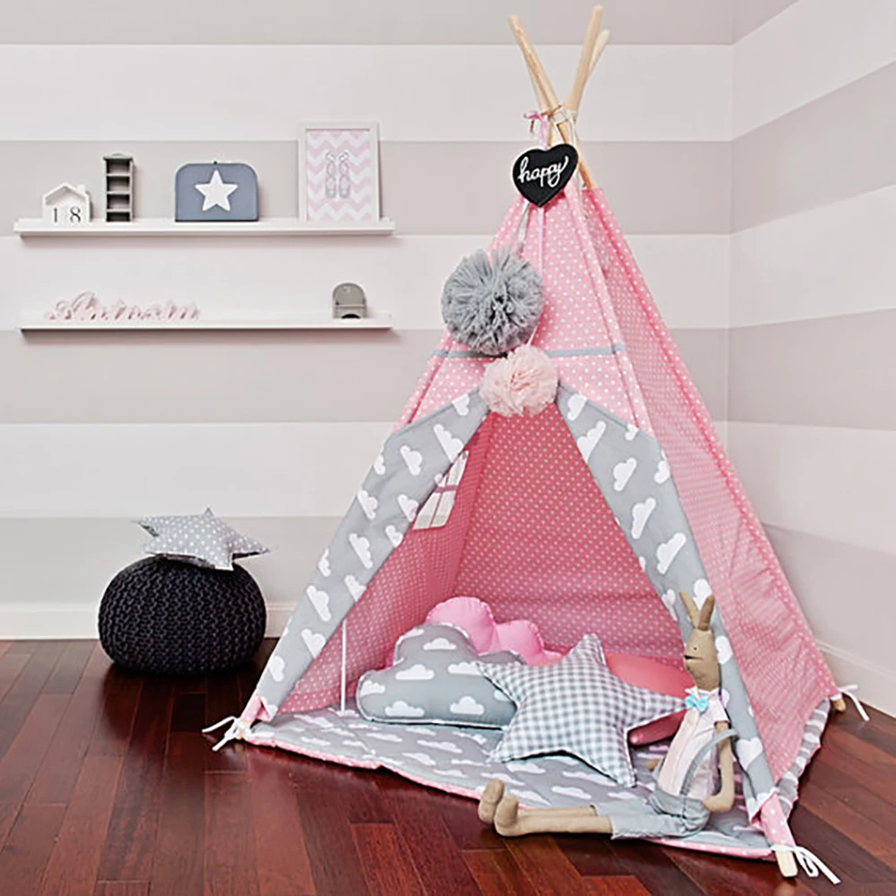 Детская палатка для дома, для улицы, для детей, для игр, для дома, розовая принцесса, замок для детей, типи, портативная индийская японская детская палатка, розовая палатка