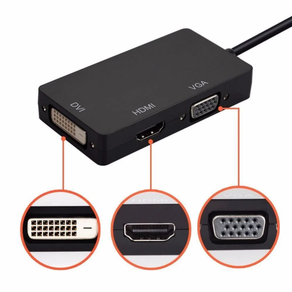 3 в 1 гром мини Дисплей Порты и разъёмы DP к DVI VGA HDMI Кабель-адаптер мужской на