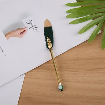 

Cute Feather Ballpoint Pens 0.5mm Creative Pens Gold Powder Ball Pens For Kids School Office Supplies Novelty Stationery