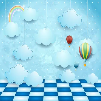 

Vinyl cartoon clouds hot air Birthday Party Photo Background Baby Newborn Child photography backdrop