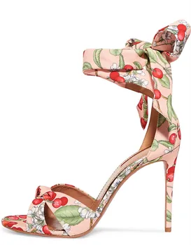 

New cloth summer autumn women shoes pink floral bandage high heel sandals sexy peep toe thin heels sweet princess stilettos