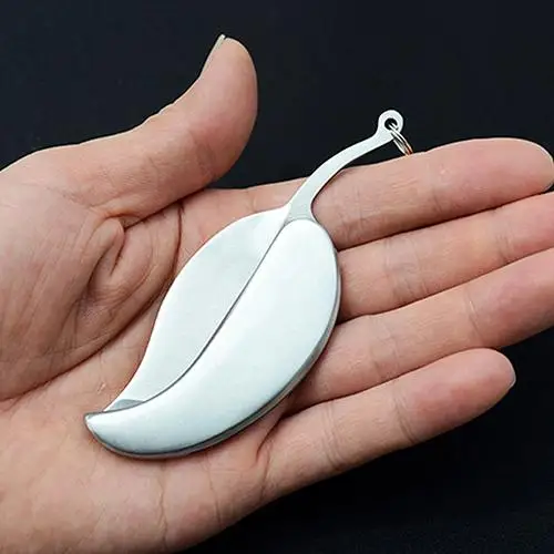 

Knife Leaf Shaped Key chain Useful Folding Pocket Stainless Steel Key Ring