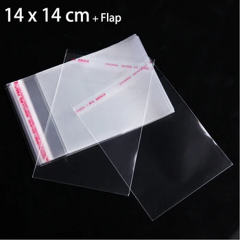

100pcs 14 x 14cm Cookie Packaging Bag 5.51" x 5.51" Crystal Clear Self Adhesive Plastic Bags for Biscuits Snack Baking Package