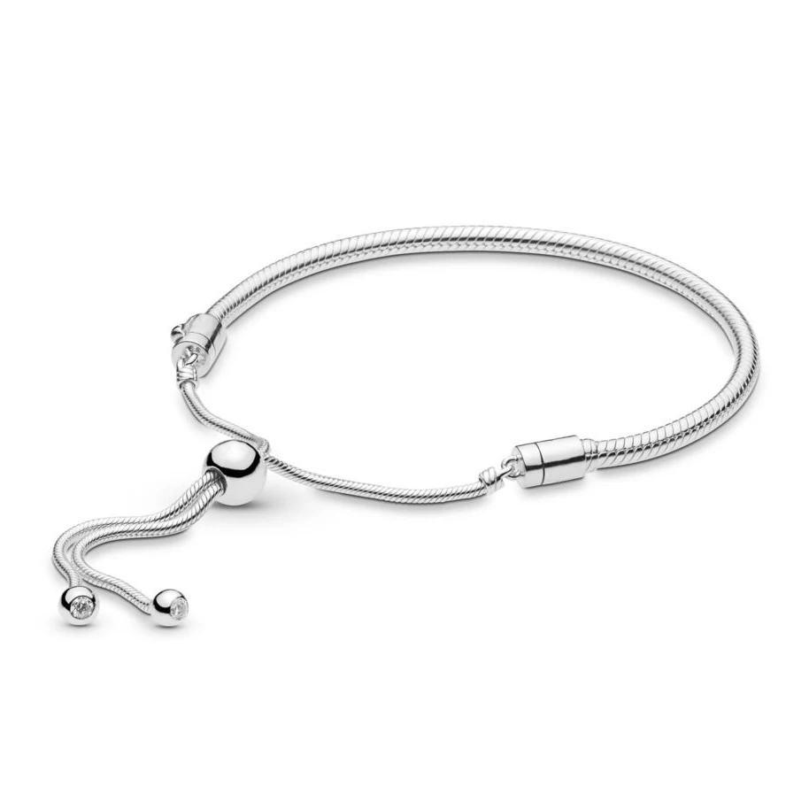 

2019 New 100% 925 Sterling Silver Moments Silver Sliding Bracelet Fit Europe Women Fashion DIY Charm Bead Jewelry Gift