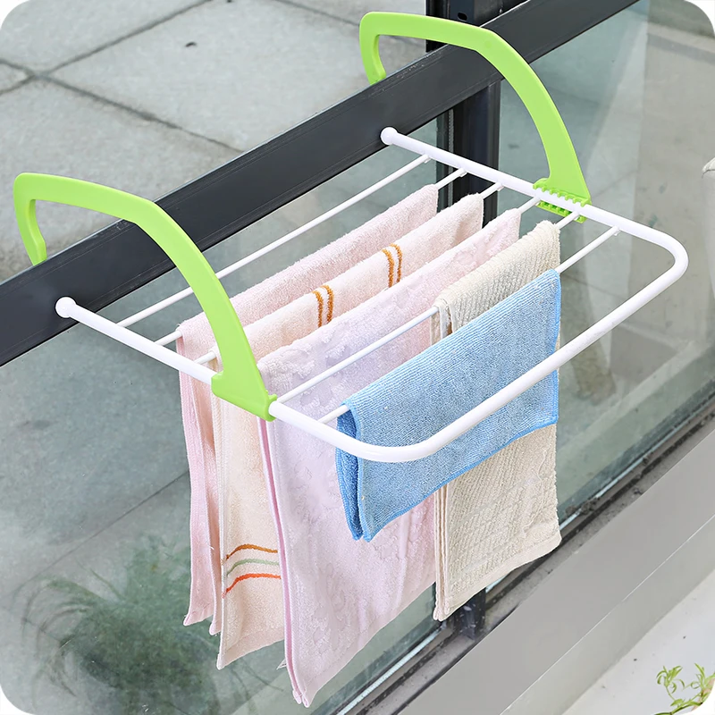

1pc Foldable Balcony Stainless Shoes Rack Window Drying Rack Bathroom Towel Radiator Drying Storage Rack
