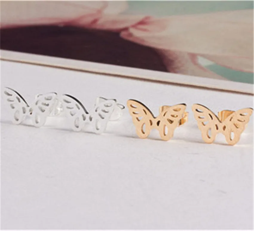 

Wholesale 10pairs Stainless Steel Origami Butterfly Earrings For Women Animal Jewelry Gold Silver Color Boucle D'oreille Bijoux