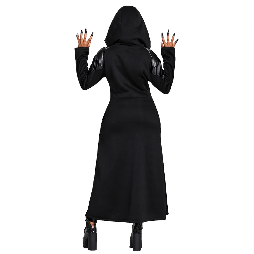  Casual Gothic Print Hoodie Women Hooded Sweatshirt Long Sleeve Plus Size Autumn Fashion Zipper Punk