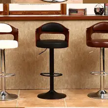 Барный стул из твердой древесины. Ретро-задний подъем-табурет поворотный. Стойка кассы. Бар chair.012