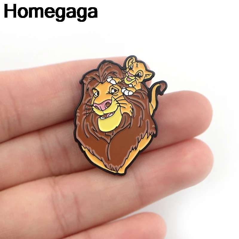 Homegaga Король Лев мультфильм Металл цинк эмаль булавки трендовые медаль рюкзак рубашка одежда сумка броши значки для мужчин и женщин D2203