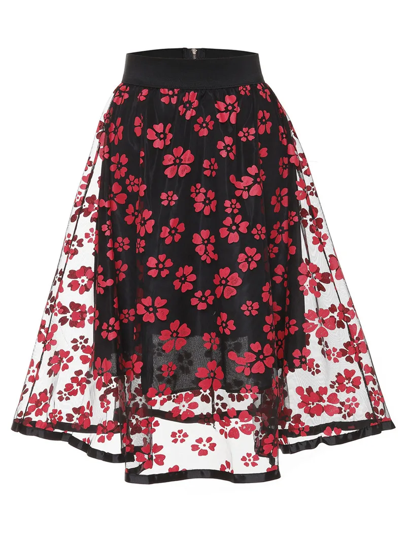 Women Floral A line Skirt Fashion Mesh SKirtsin Skirts from Women's