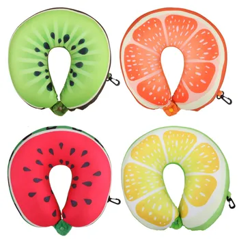 

New Fruit U Shaped Car Travel Pillow Cushion Protection Neck Pillow for Travel Nanoparticles Massage Soft 3D Cushion