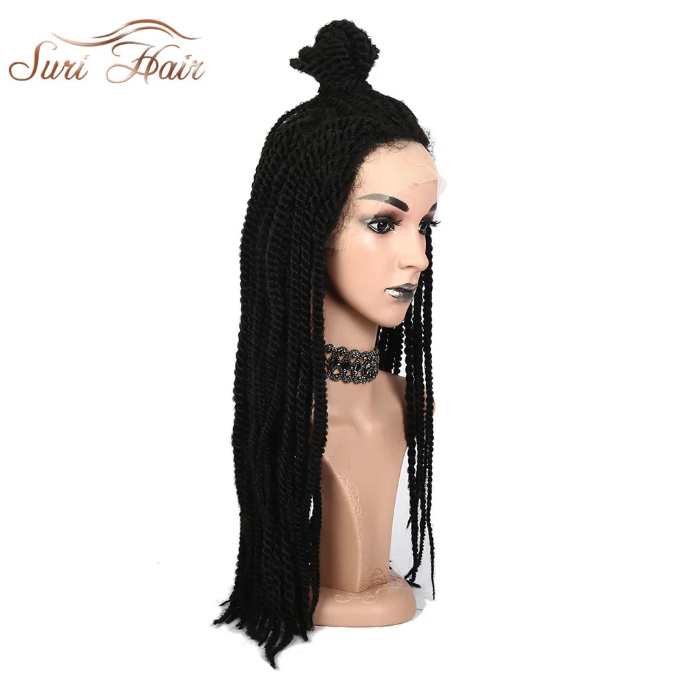 

Suri Hair 24''Braids Lace Frontal Wig Black Synthetic African American Afro Braiding hair for Women Cosplay Adjustable Size
