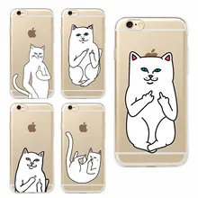 Pocket Cat Middle Finger Cat Soft Phone Case Coque Fundas Capa For iphone 7 7Plus 6 6S 6Plus 5 5S SE 5C 4 4S SAMSUNG GALAXY