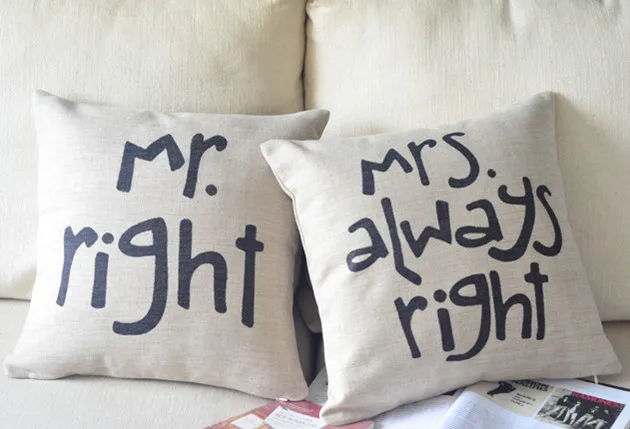 Mr right mrs always right kussen Mr right mrs always right kussen