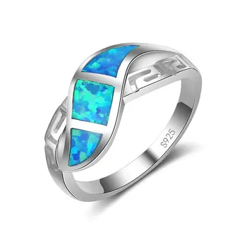 

Fashion Ocean Blue Opal Ring For Women Fine Jewelry 925 Sterling Silver Jewelry For Women.