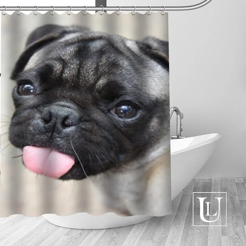Custom Pug Dog Shower Curtain More Size Waterproof Fabric Shower