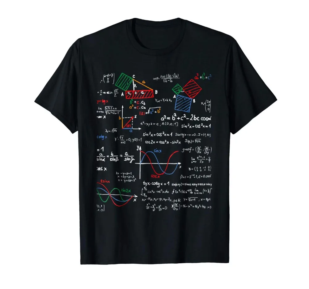 

2019 Newest Letter Print Math Shirt Teacher Formulas Cheat Sheet Cool Geek Nerd Tee