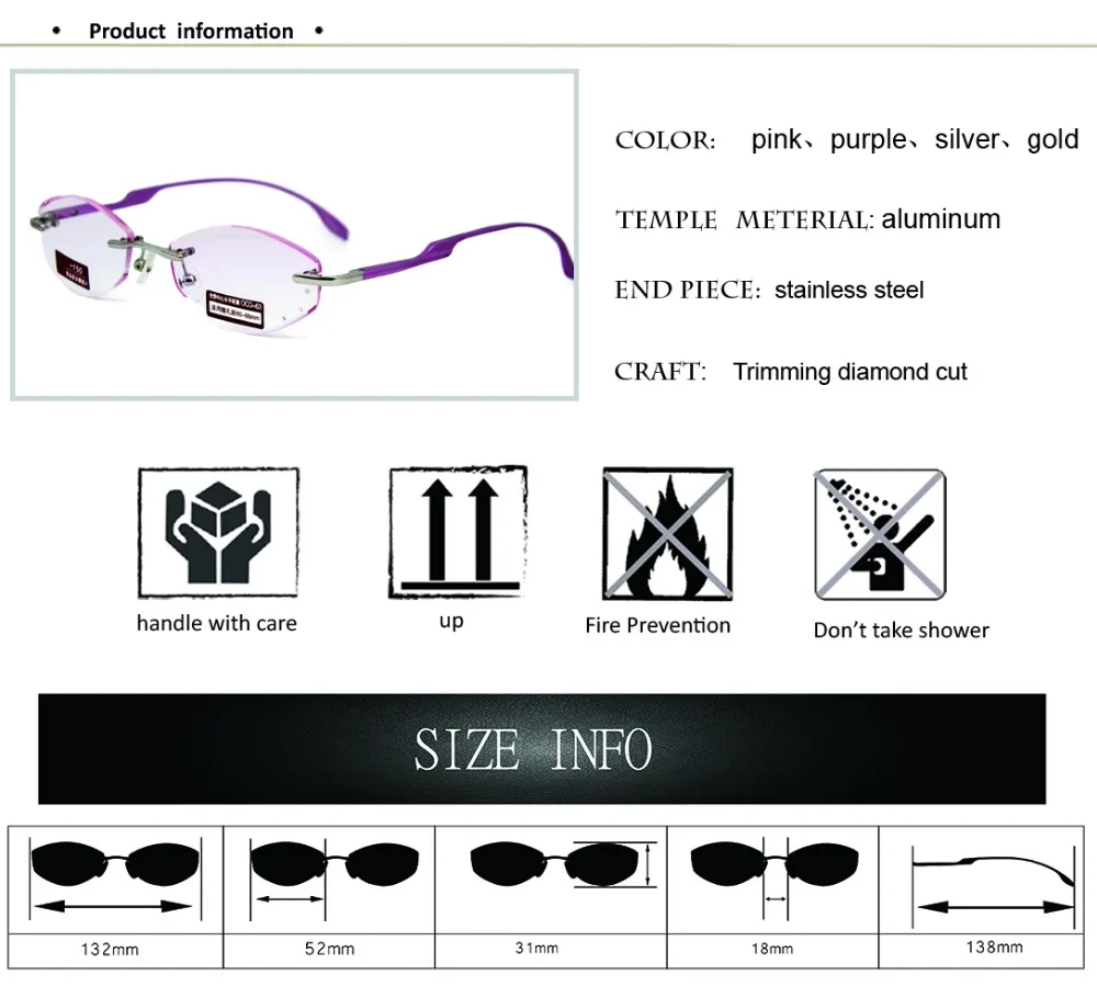 Новинка, мощные линзы, алюминиевые очки, обрезка, без оправы, металл, высокое качество, бриллиантовая огранка, классические женские очки для чтения
