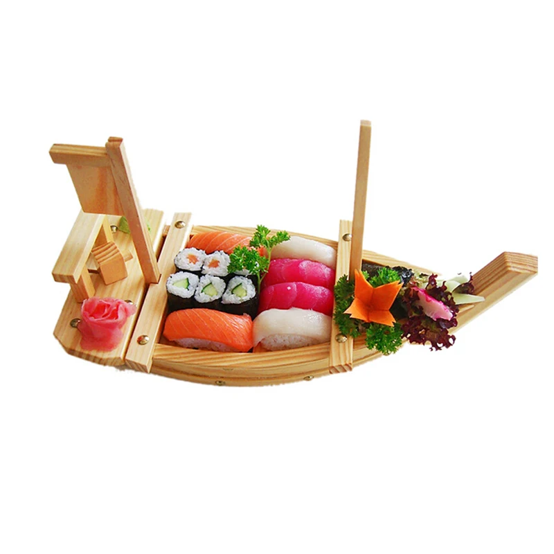 S CLIUS Plateau Bateau Sushi Plats froids en Bois Amovibles Vaisselle Sashimi Cuisine Japonaise Plateau Service Bar Simple Restaurant Fait à la Main