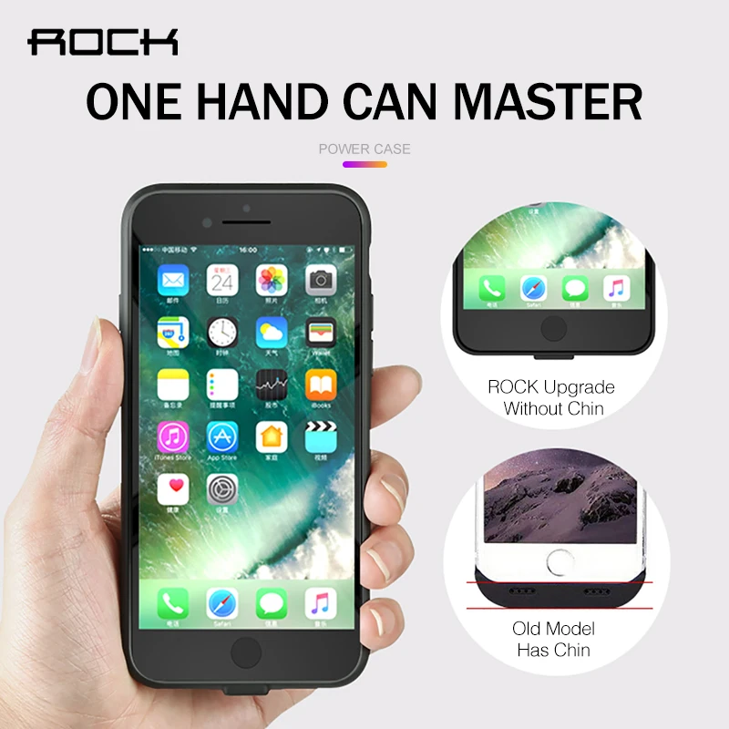 Чехол ROCK для iphone 7, аккумулятор, 2500 мА/ч, внешний аккумулятор, чехол, ультра тонкий, Внешнее зарядное устройство для iphone 7 plus, 3650 мА/ч, чехол