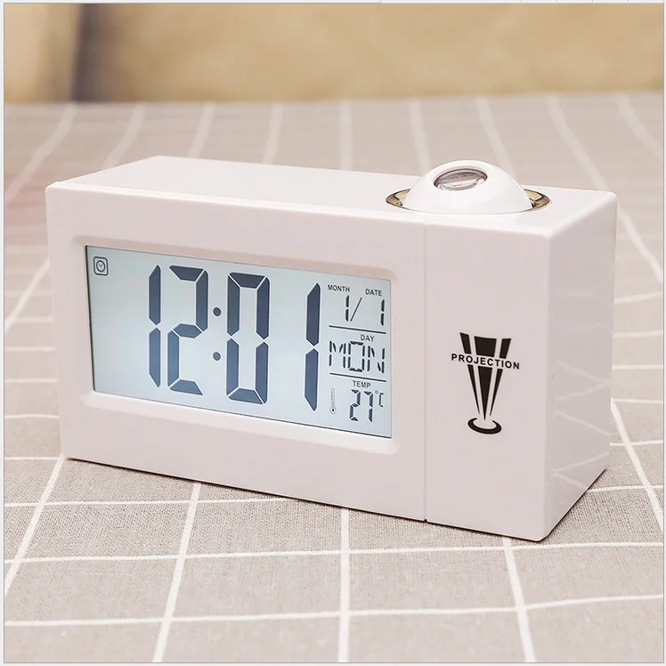 LED Digital Projection Alarm Clock Talking Nixie Electronic Desk Clock