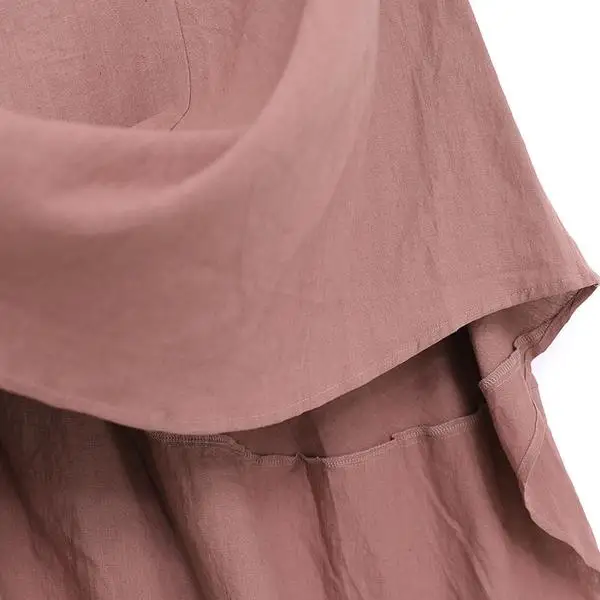 BUYKUD 2019 Women Linen Long Skirts Elastic Waist Irregular Maxi Skirts Beach Boho Vintage Summer Skirts (1)
