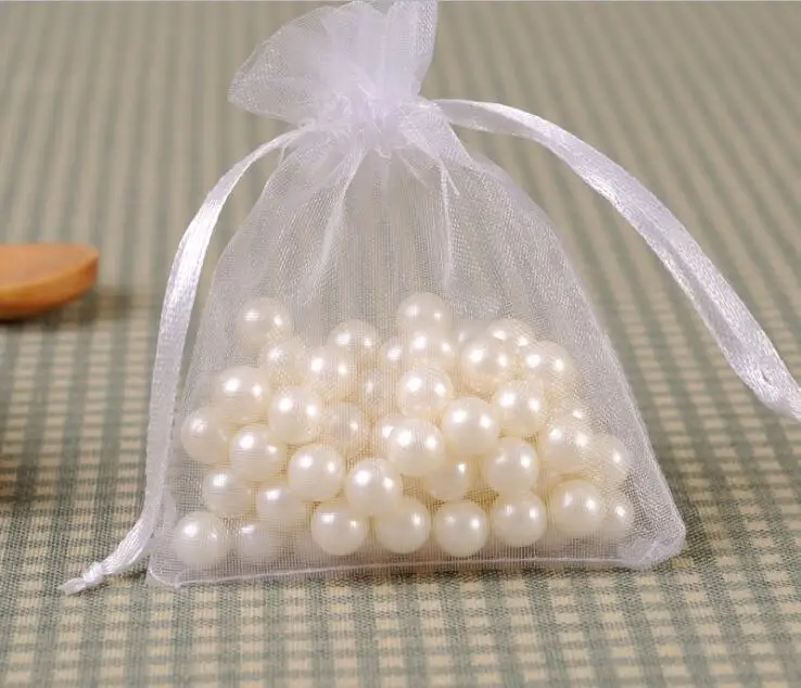 white Модная Сумка из органзы 50 шт. 7x9 9X12 10x15 13x18 см, подарочная упаковка для конфет, упаковка для ювелирных изделий, сумки для свадебного подарка и сумки для ювелирных изделий - Цвет: white