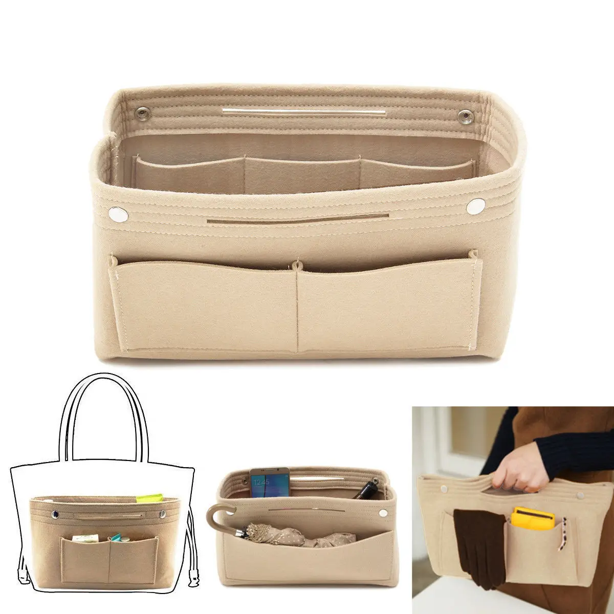 Женская сумка-кошелек-органайзер, войлочный вкладыш, органайзер, сумка для путешествий, повседневные сумки для хранения для дома