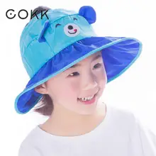 COKK, детская Солнцезащитная шляпа, летние шапки для детей, для девочек, рисунок медведя для мальчика, с ушками, Панама, детская шапочка для пляжа, солнцезащитный козырек, солнцезащитный экран