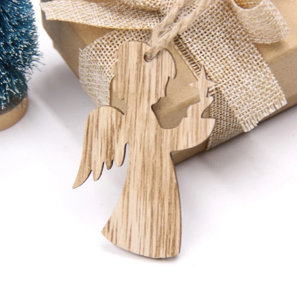 Горячее предложение! 1 шт. креативные рождественские деревянные подвески, украшения своими руками из дерева, украшения для рождественской елки, украшения для рождественской вечеринки, детский подарок - Цвет: 666-Angel