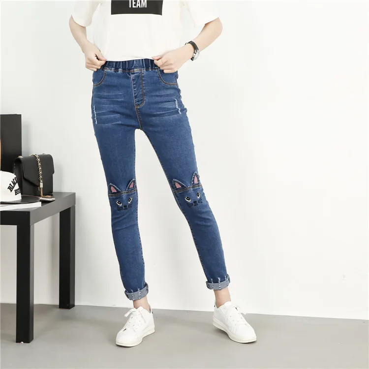 

Women Spring Summer Loose Jeans 2017 New Female Slim-type Large size Denim Trousers High Quality Elastic Waist Denim Pants