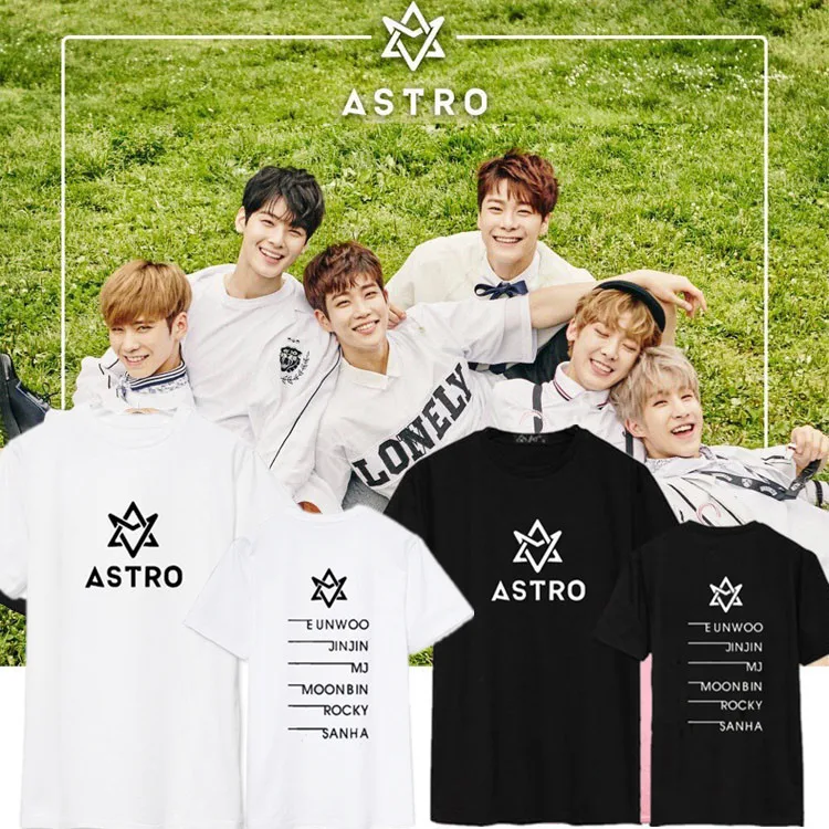 

K-pop ASTRO Chee eun-woo MJ wen-bin JINJIN Yin produces the same male and female short-sleeved T-shirts as ROCKY kpop summer