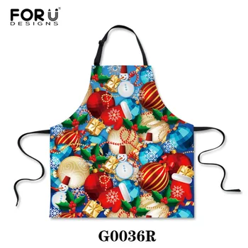 

FORUDESIGNS Christmas Adjustable Neck Apron Home Shop Kitchen Cooking Women Sleeveless Aprons for Christmas Gift 75*67cm
