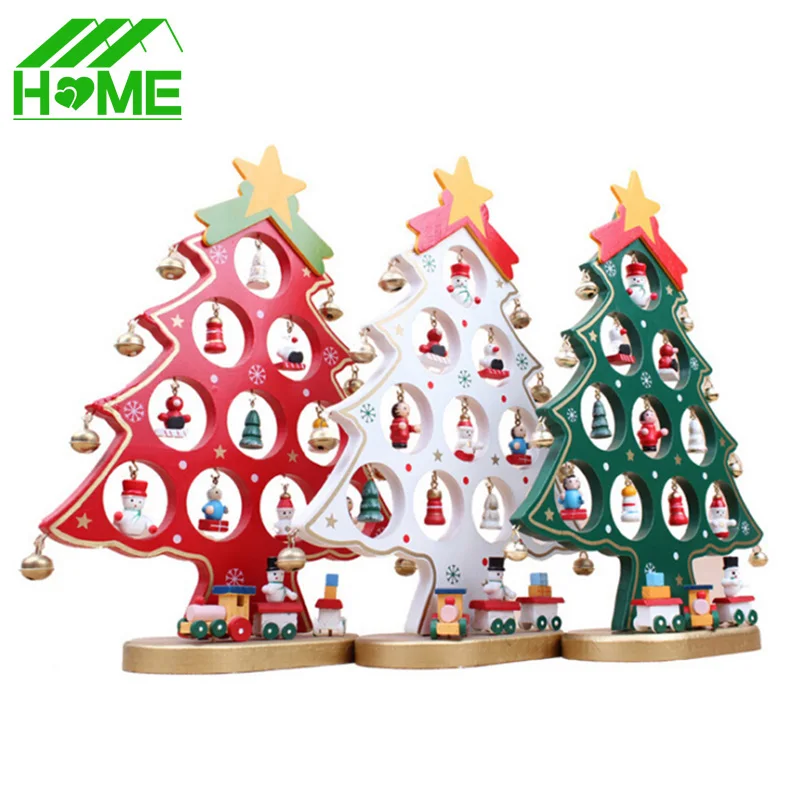 

1pc DIY Cartoon Wooden Artificial Christmas Tree Decorations Ornaments Wood Mini Christmas Trees Gift Ornament Table Decoration