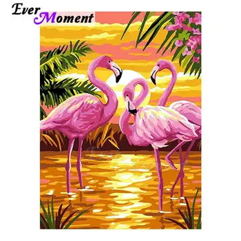 

Ever Moment Diamond Embroidery Flamingo Handmade Full Square Drill Picture Of Rhinestone Diamond Embroidery 5D DIY 3F109