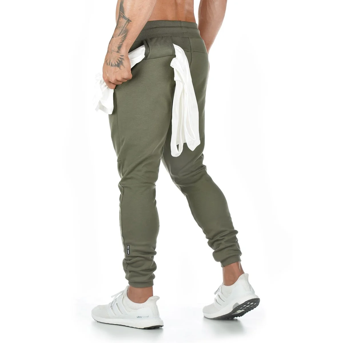 Новые хлопковые штаны для бега, мужские спортивные Леггинсы, тренировочные штаны для бега для мужчин, леггинсы для бега, спортивные штаны - Цвет: Армейский зеленый
